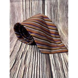 Brooks Brothers Stain Resistant Red Multicolor Striped Tie Mens 62" Pure Silk